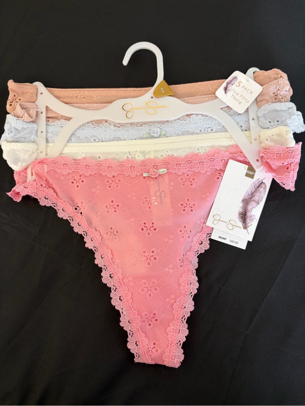 Jessica Simpson All-Over Lace Thong Panties (5-Pack) Size S